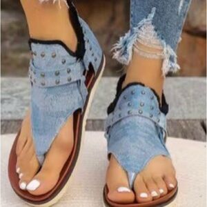 Studded Denim Sandals